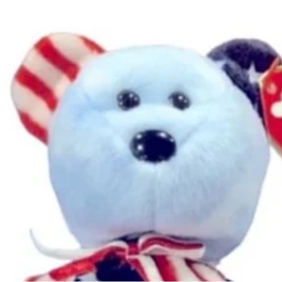 Rare Ty Beanie Babies Rare BLUE Face Spangle Bear - Picture 7 of 10